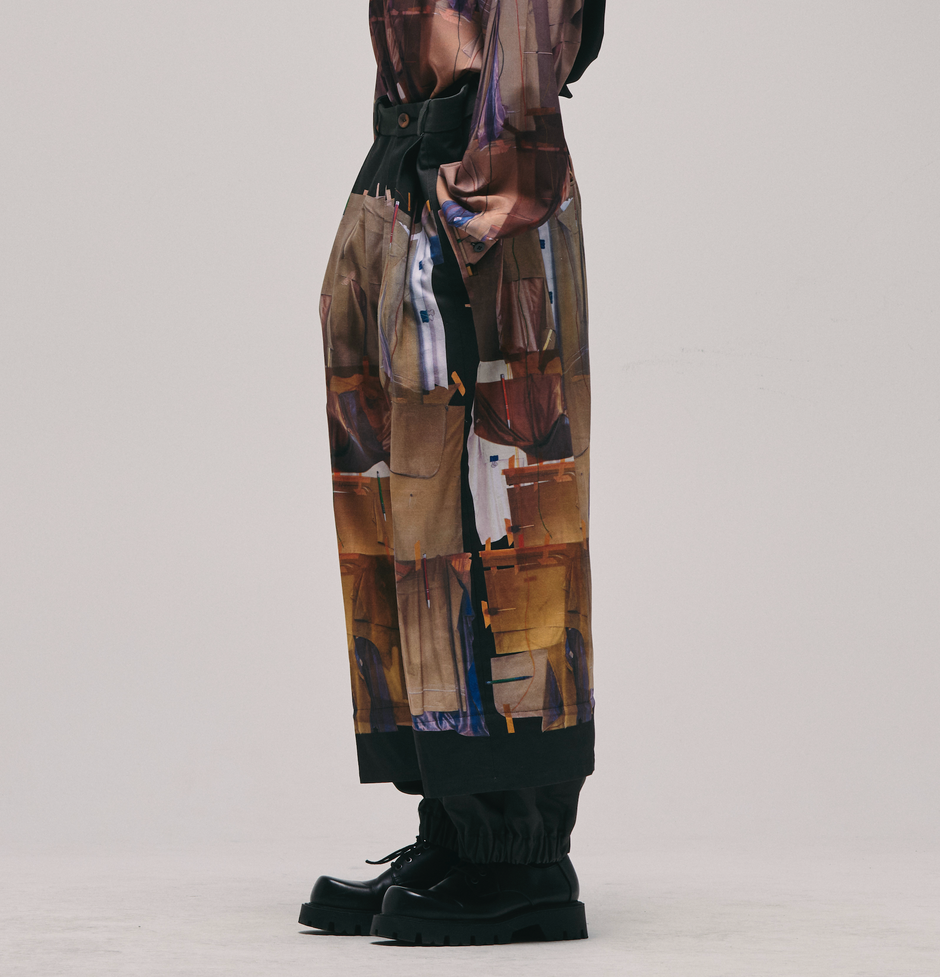Taped photo collage trousers