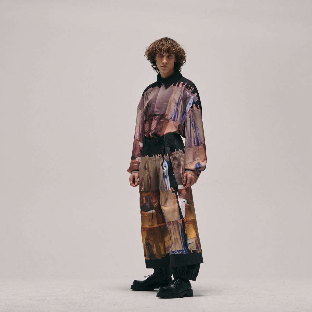 Taped photo collage trousers