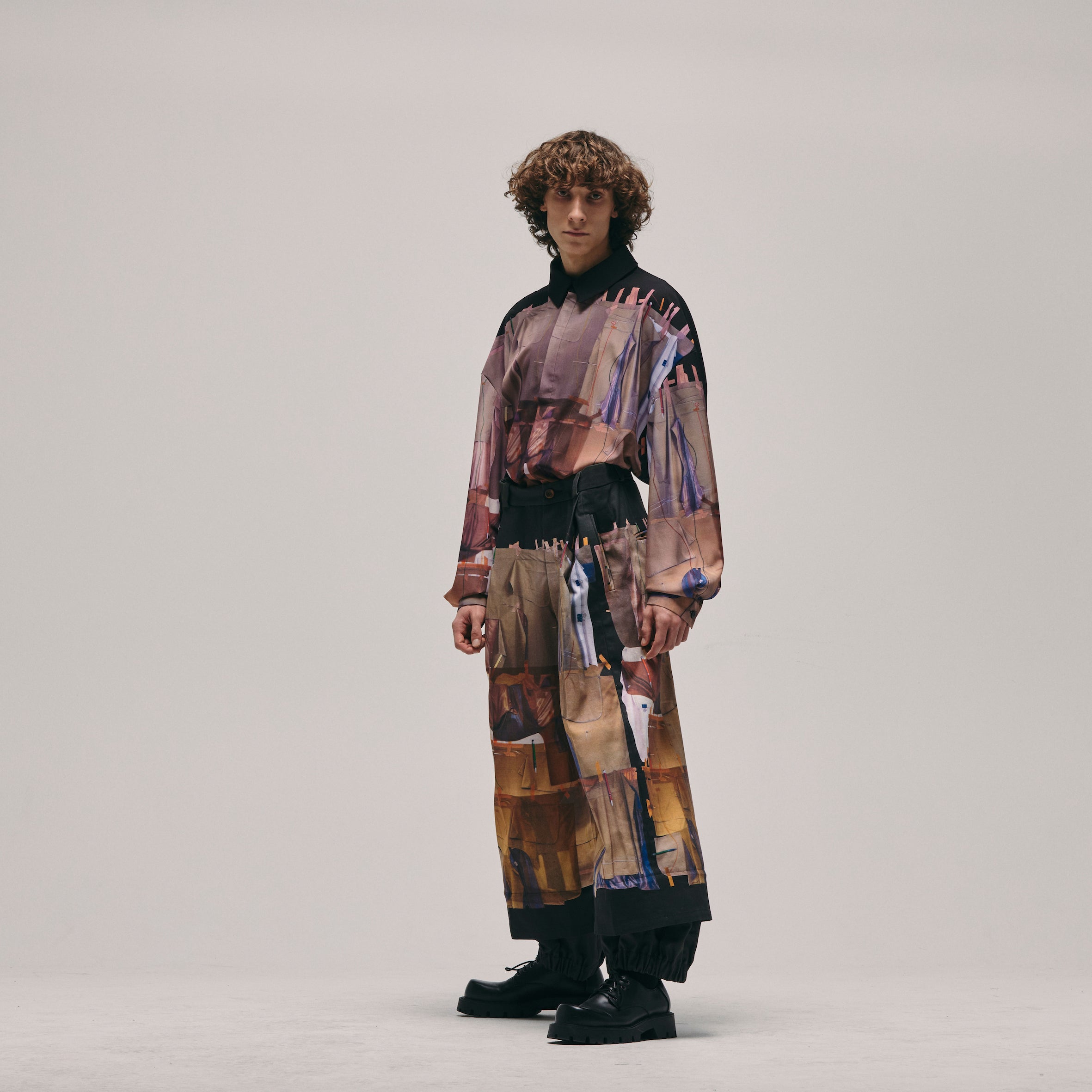 Taped photo collage trousers