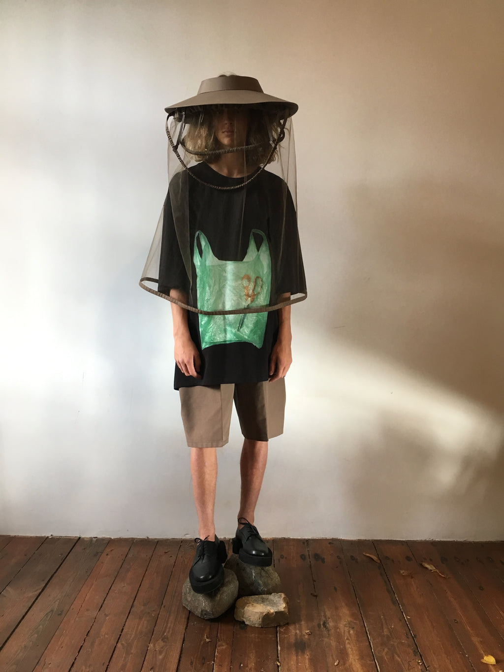 mr_ snack 102_ black plastic shopping bag T-shirt