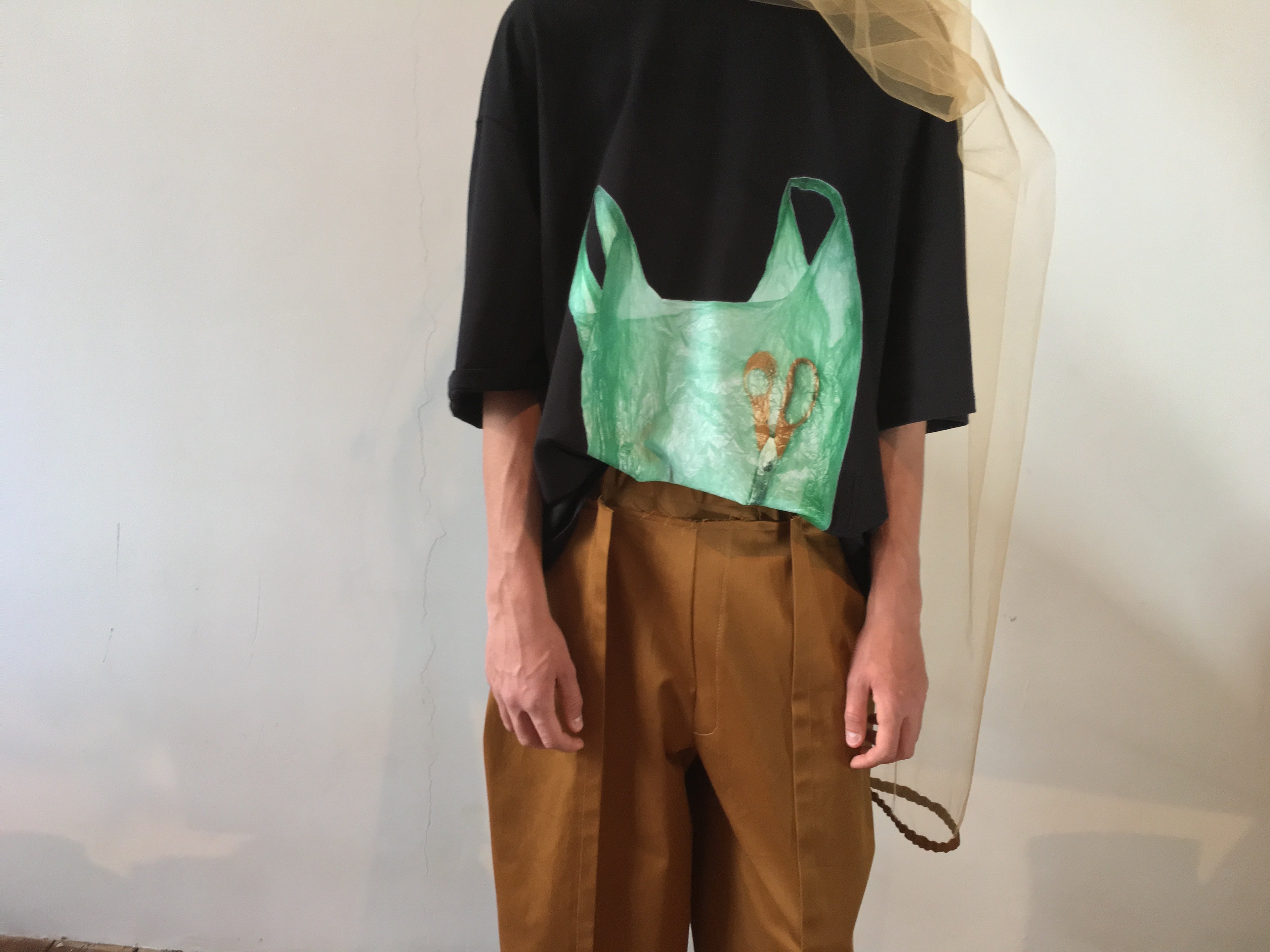 mr_ snack 102_ black plastic shopping bag T-shirt