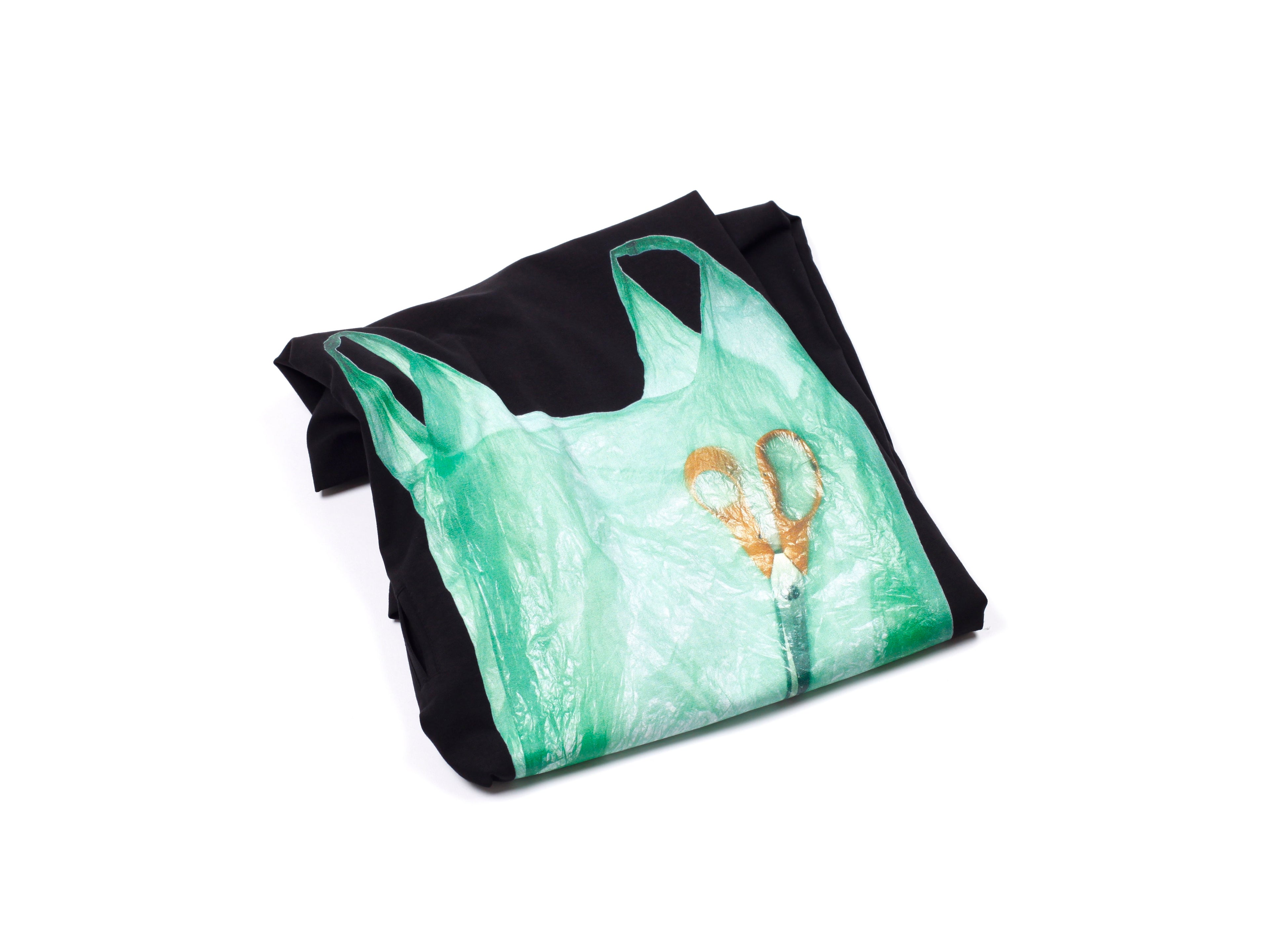 mr_ snack 102_ black plastic shopping bag T-shirt