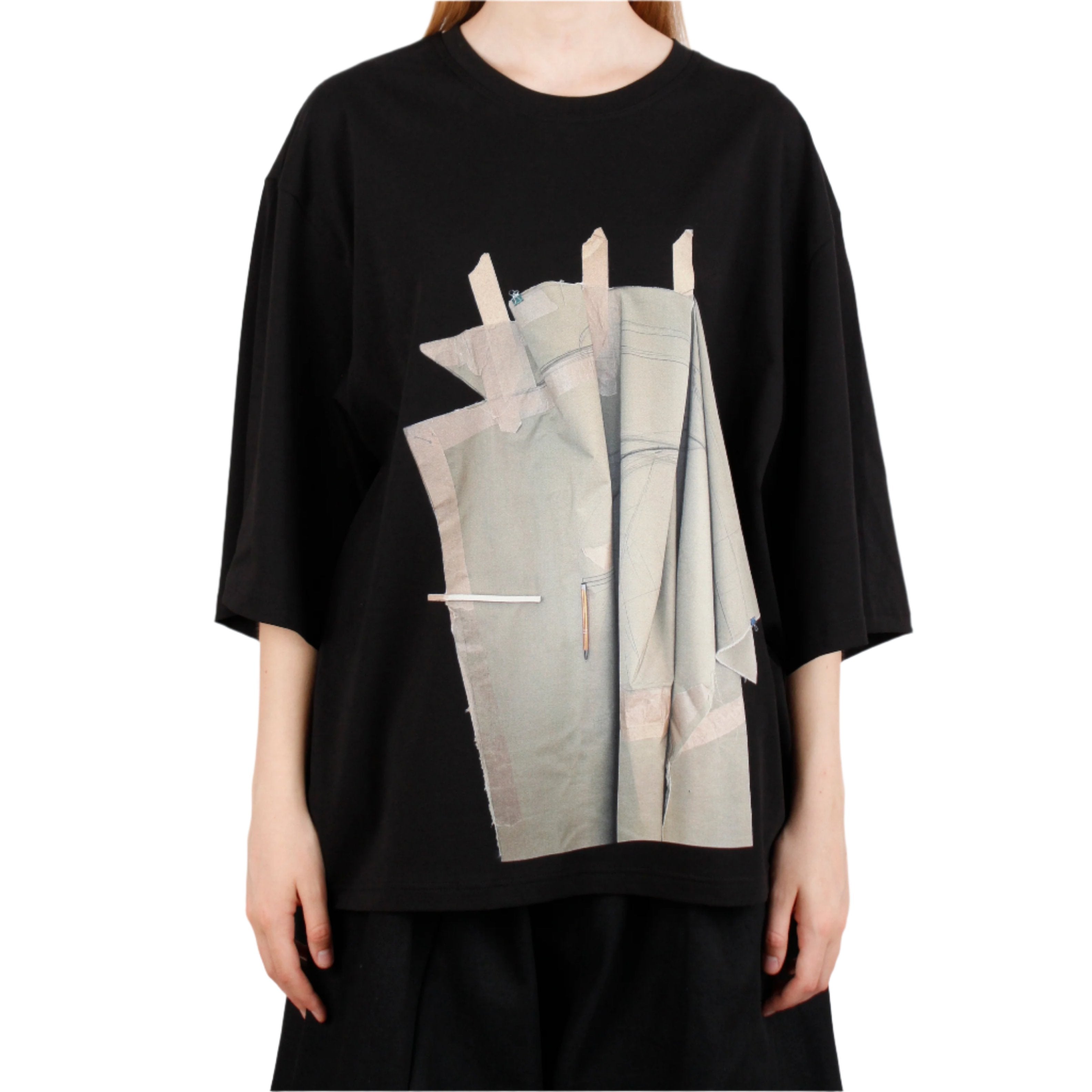 "A Silk Lining with a Seam Undone” black T-shirt