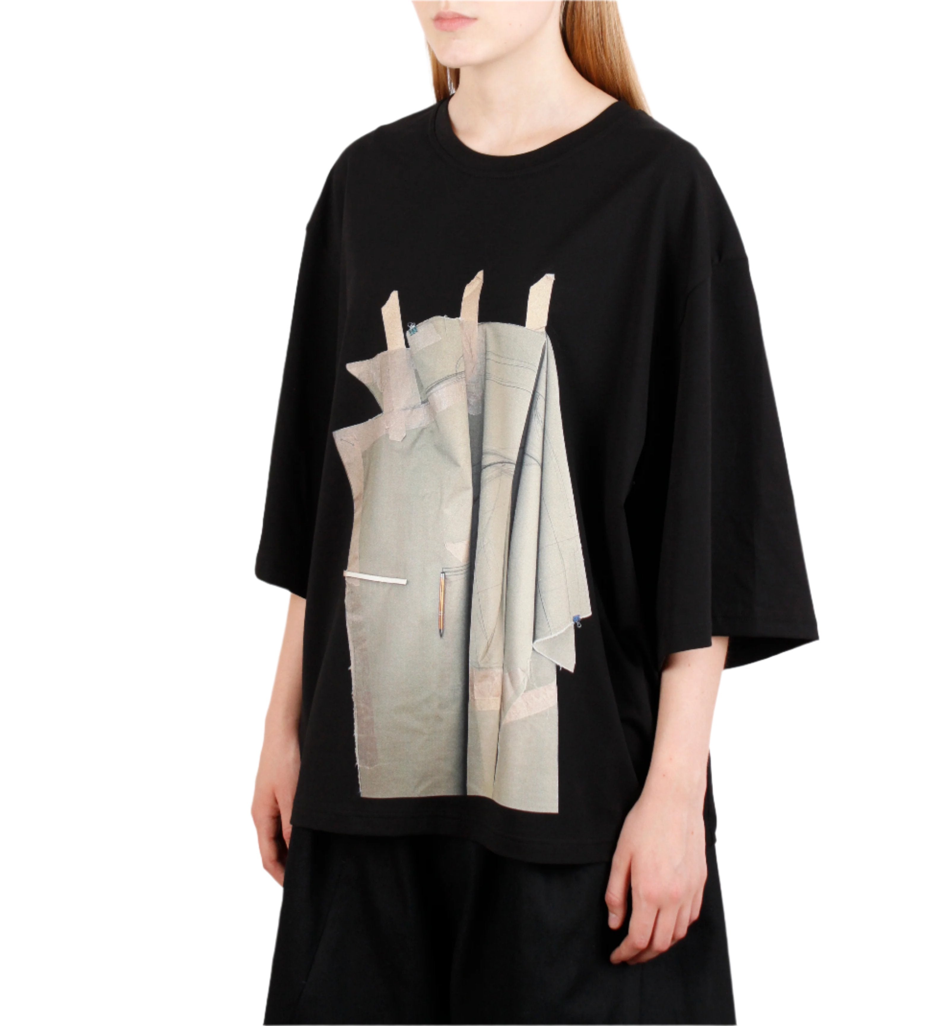 "A Silk Lining with a Seam Undone” black T-shirt