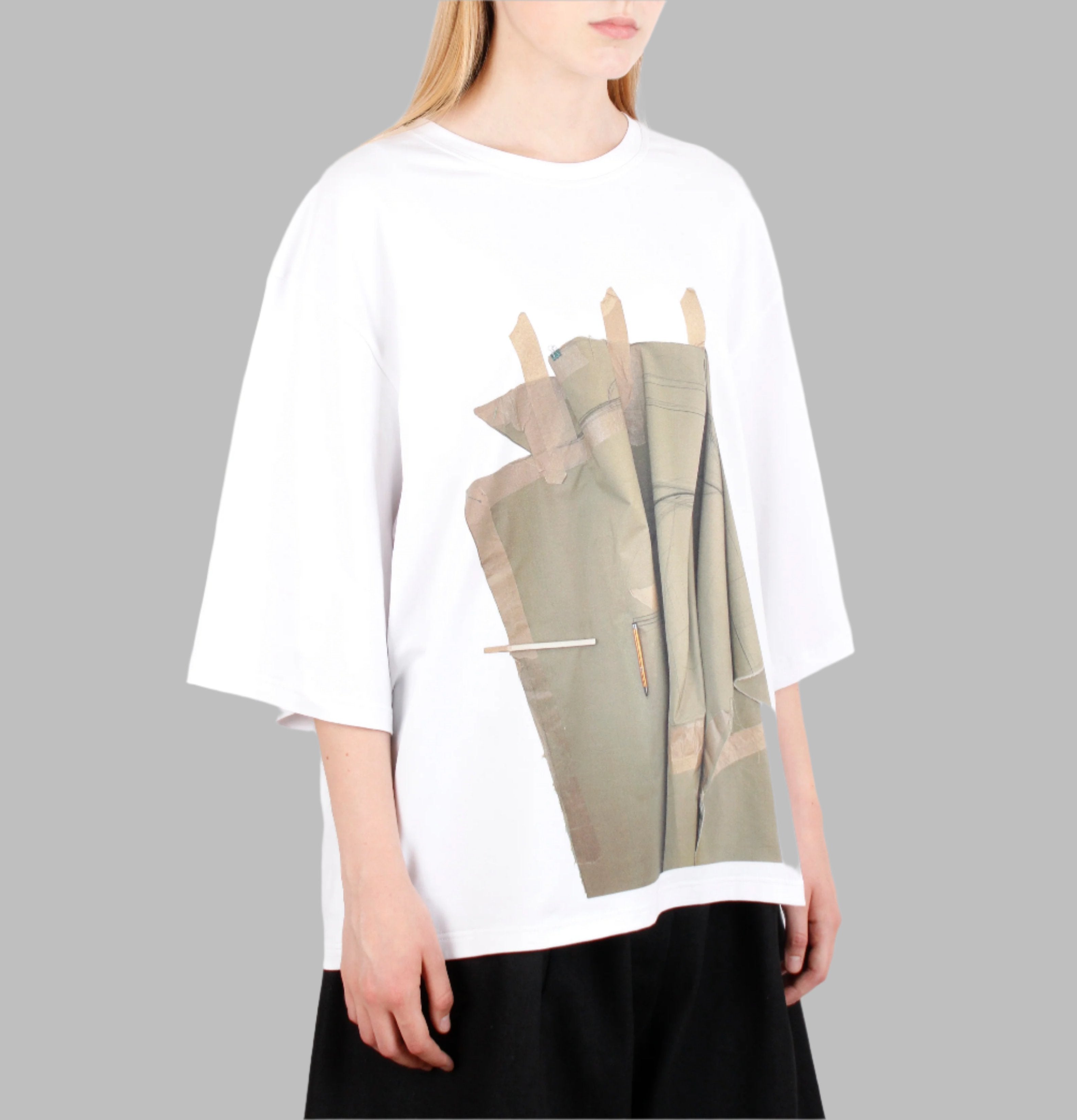 "A Silk Lining with a Seam Undone” white T-shirt