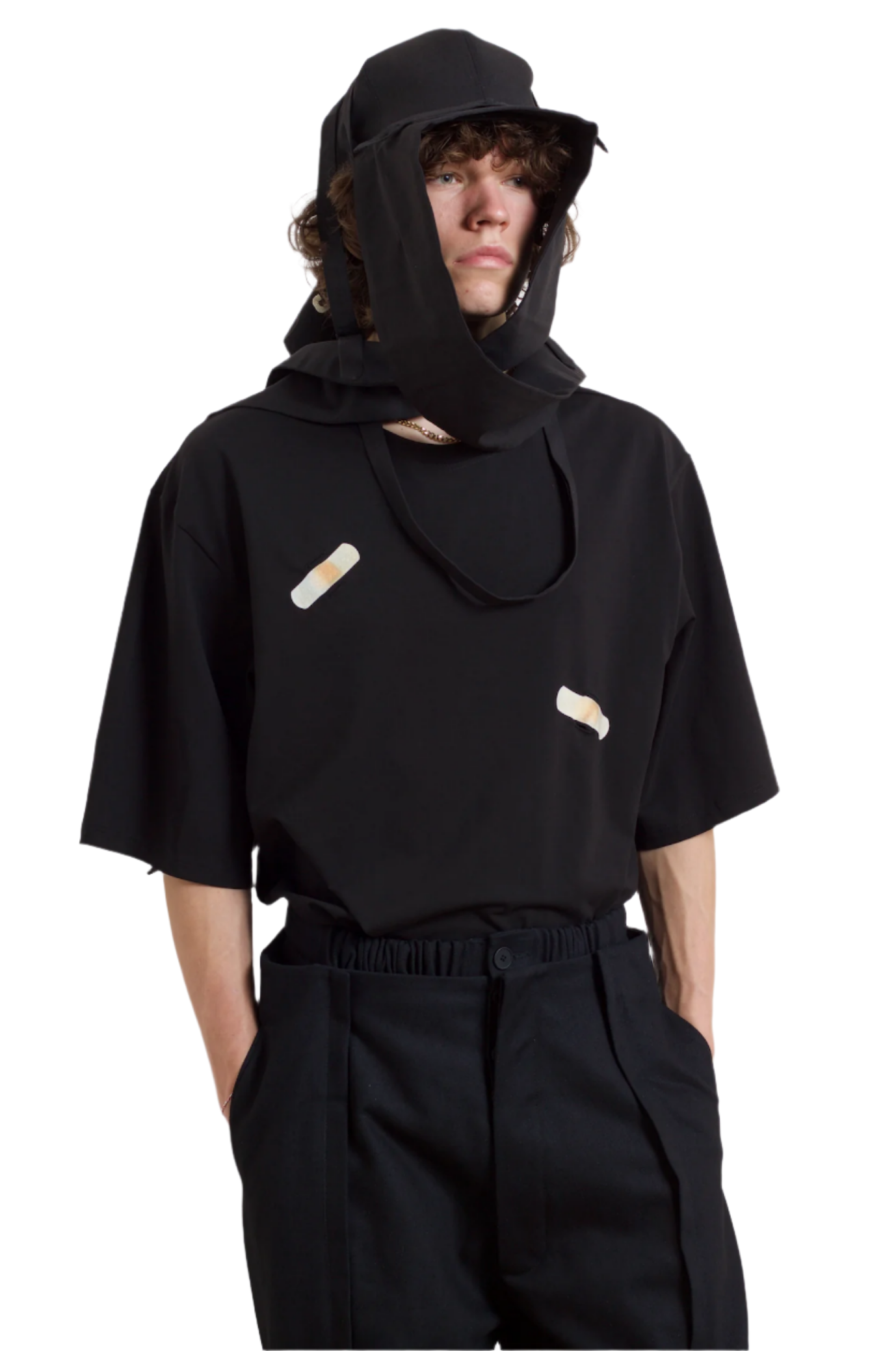 mr_ snack 121_ black T - shirt with patches