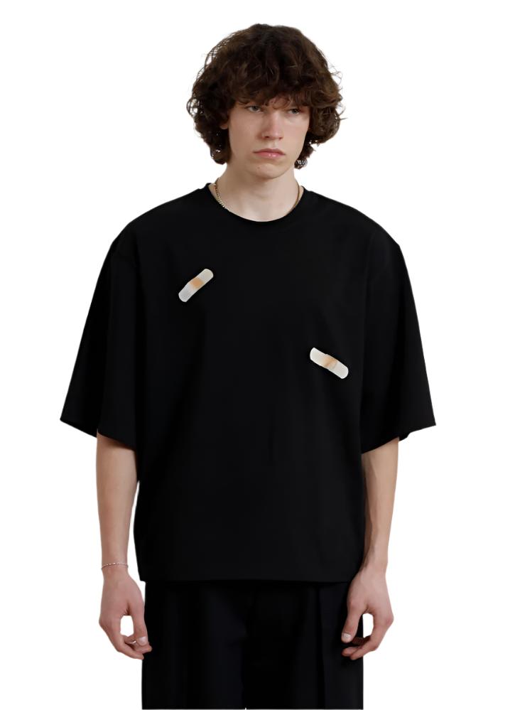 mr_ snack 121_ black T - shirt with patches