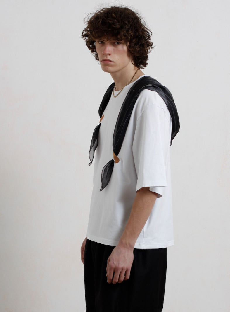 mr_ snack 122_ white T - shirt with patches