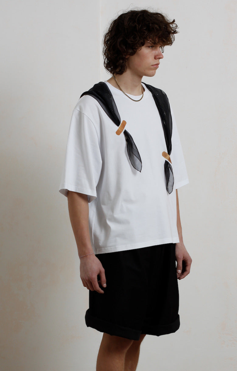 mr_ snack 122_ white T - shirt with patches