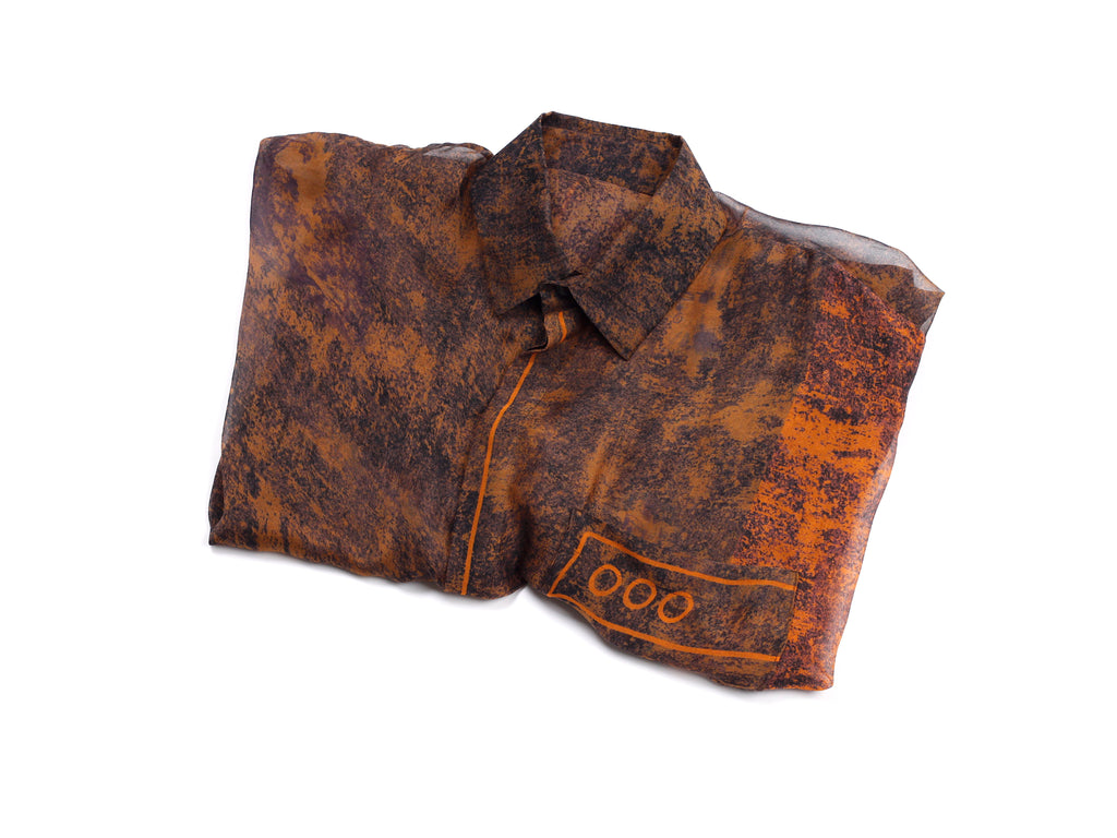 mr_ snack__ EPISODE 5 _ rust_ silk scarf shirt