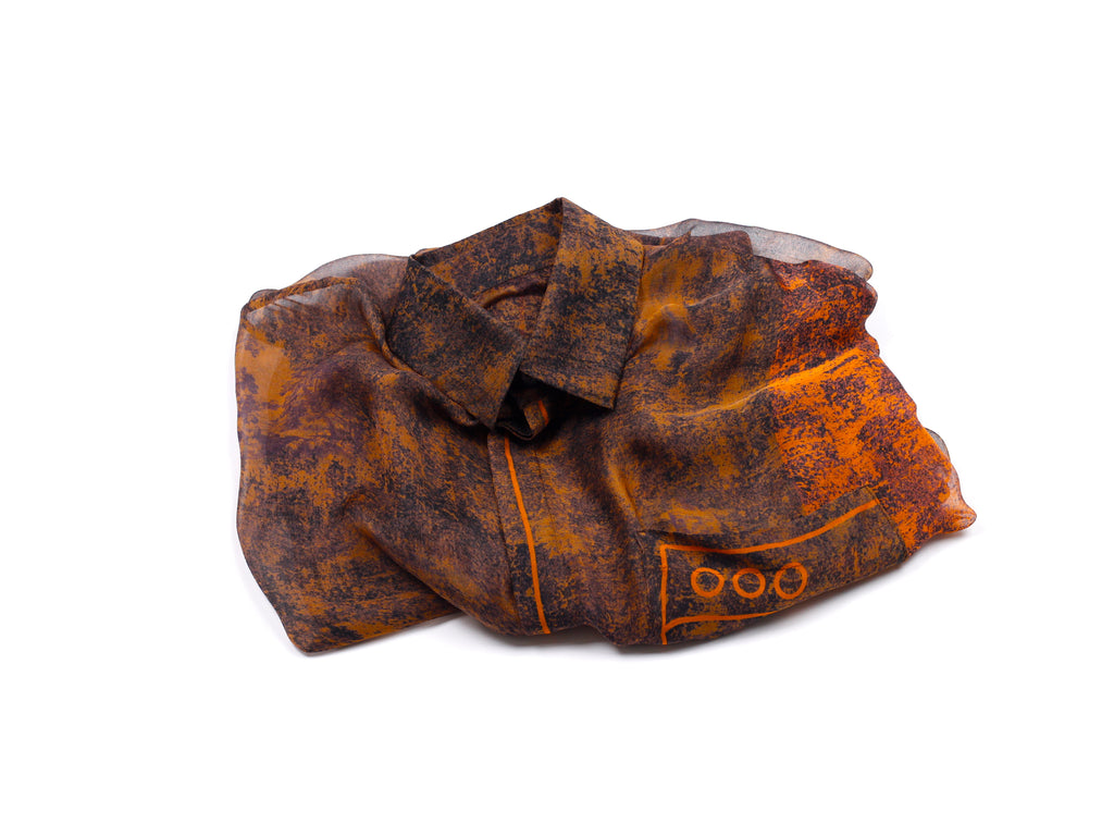 mr_ snack__ EPISODE 5 _ rust_ silk scarf shirt