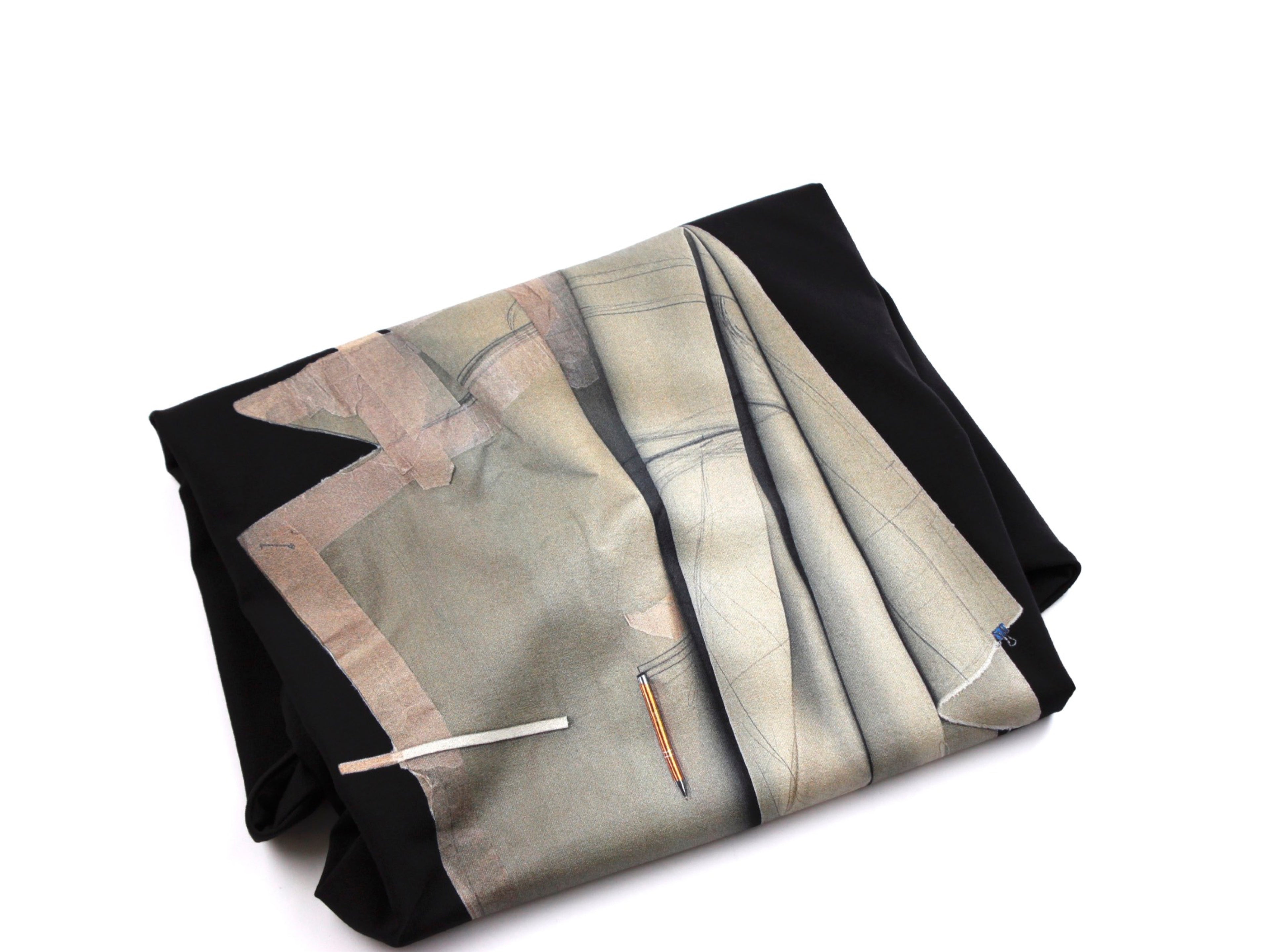 "A Silk Lining with a Seam Undone” black T-shirt